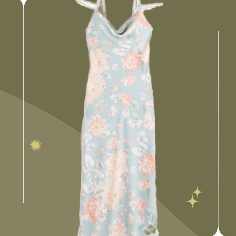✨ Abercrombie And Fitch Cowl Neck Pastel Floral Maxi Dress Size L